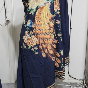 Elegant Navy Blue Peacock Dress